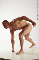 Nude Man White Standing poses - ALL Muscular Short Brown Standing poses - bend over Realistic
